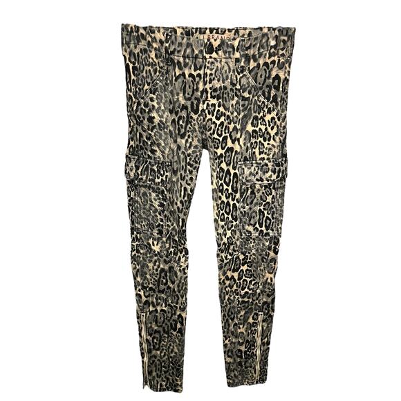 J Brand Houlihan Snow Leopard Skinny Cargo Stretch Pants Women’s Size 27  Zipper - Picture 1 of 12